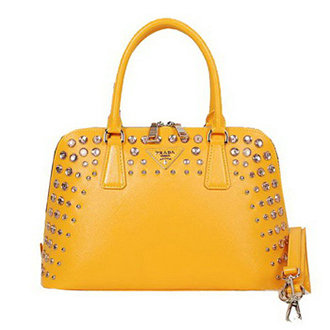 2014 Prada Saffiano Leather Spring Hinge Two-Handle Bag BL0837 yellow - Click Image to Close